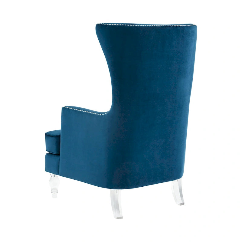 Modern Wingback Chair with Acrylic Legs and Plush Velvet - 29Wx32Dx45H