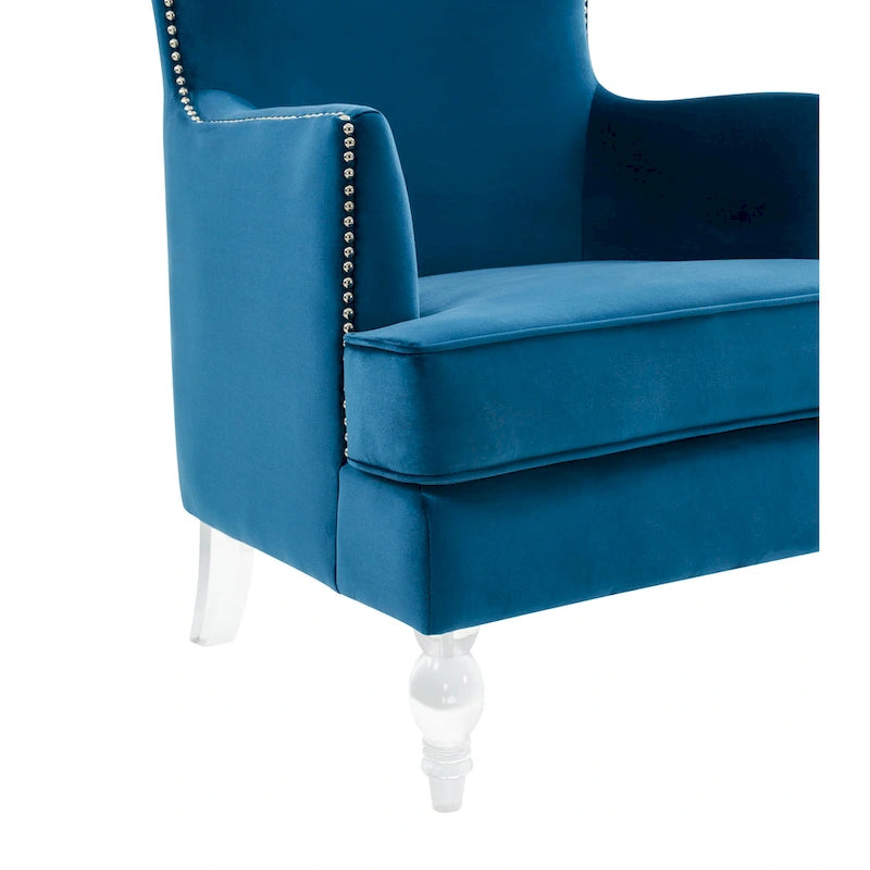 Modern Wingback Chair with Acrylic Legs and Plush Velvet - 29Wx32Dx45H