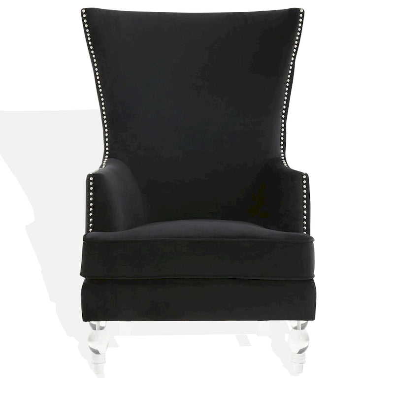 Modern Wingback Chair with Acrylic Legs and Plush Velvet - 29Wx32Dx45H