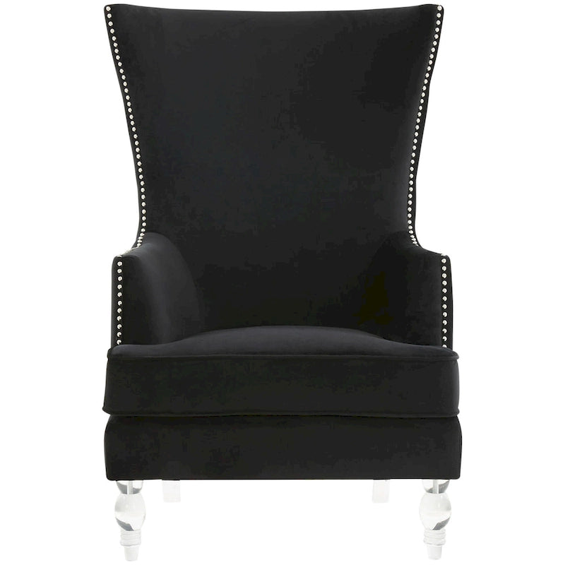Modern Wingback Chair with Acrylic Legs and Plush Velvet - 29Wx32Dx45H