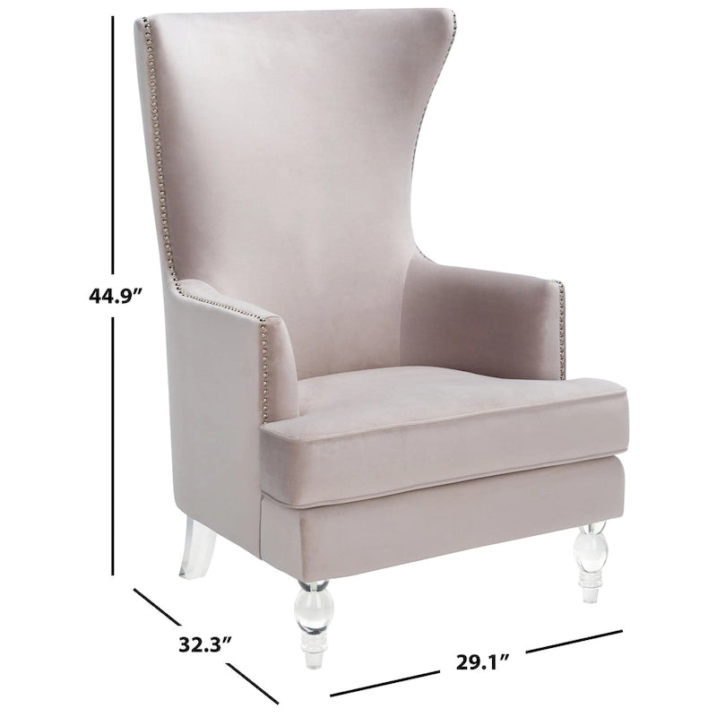 Modern Wingback Chair with Acrylic Legs and Plush Velvet - 29Wx32Dx45H