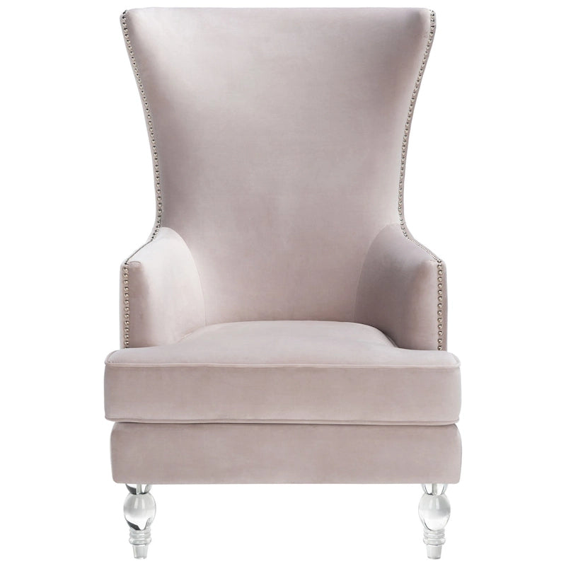 Modern Wingback Chair with Acrylic Legs and Plush Velvet - 29Wx32Dx45H