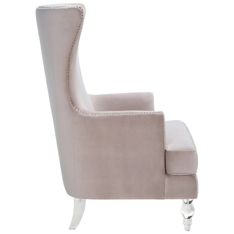 Modern Wingback Chair with Acrylic Legs and Plush Velvet - 29Wx32Dx45H