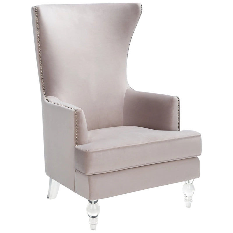 Modern Wingback Chair with Acrylic Legs and Plush Velvet - 29Wx32Dx45H