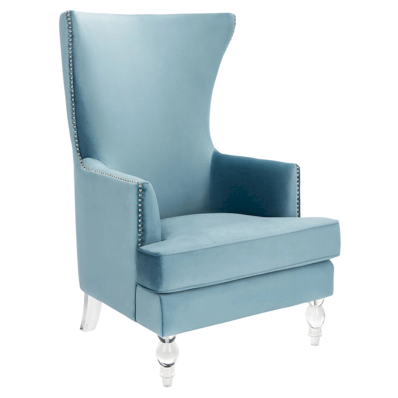 Modern Wingback Chair with Acrylic Legs and Plush Velvet - 29Wx32Dx45H