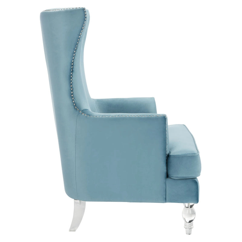 Modern Wingback Chair with Acrylic Legs and Plush Velvet - 29Wx32Dx45H
