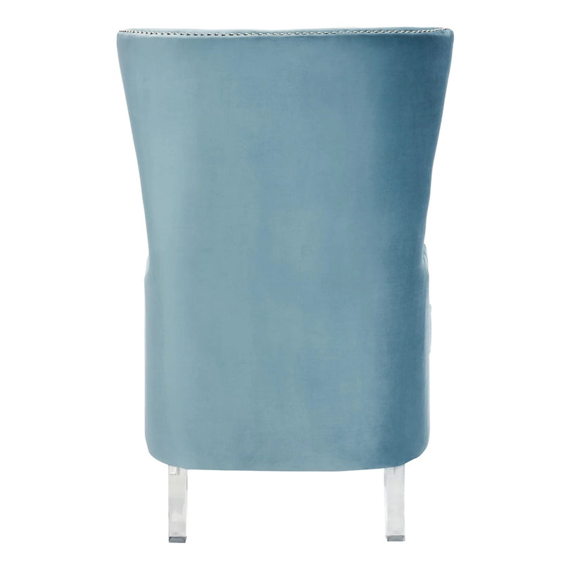 Modern Wingback Chair with Acrylic Legs and Plush Velvet - 29Wx32Dx45H