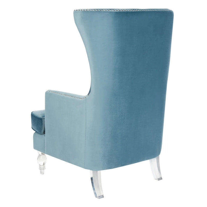 Modern Wingback Chair with Acrylic Legs and Plush Velvet - 29Wx32Dx45H