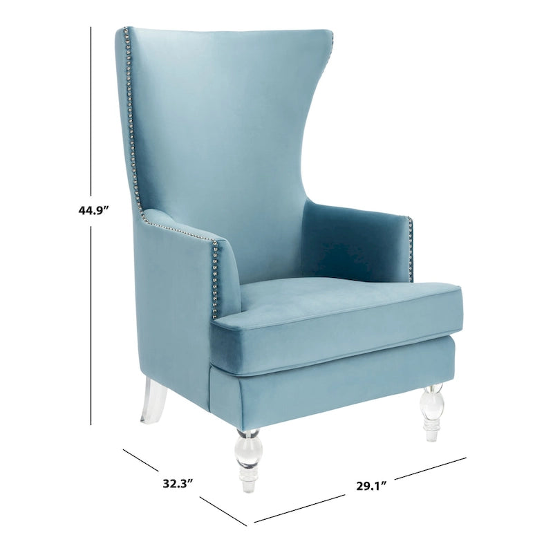Modern Wingback Chair with Acrylic Legs and Plush Velvet - 29Wx32Dx45H
