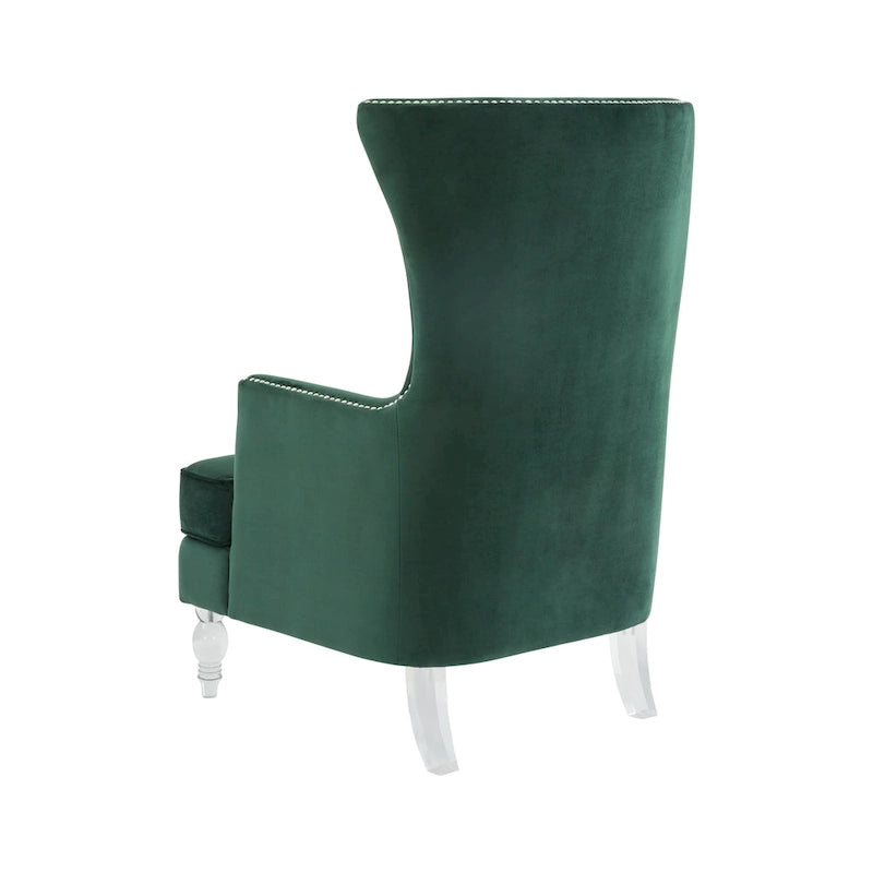 Modern Wingback Chair with Acrylic Legs and Plush Velvet - 29Wx32Dx45H