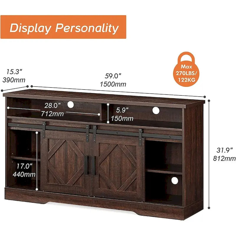 Farmhouse Barn-Door TV Stand for TVs Up to 65 in.