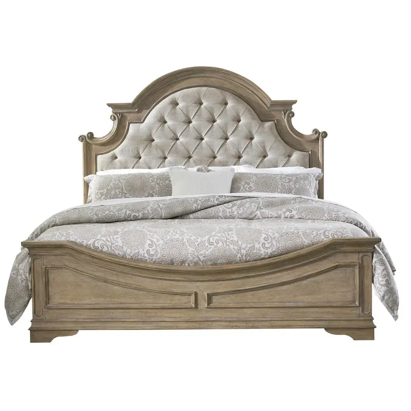 Weathered Bisque Upholstered Bed