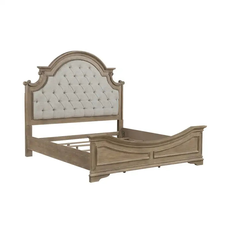Weathered Bisque Upholstered Bed