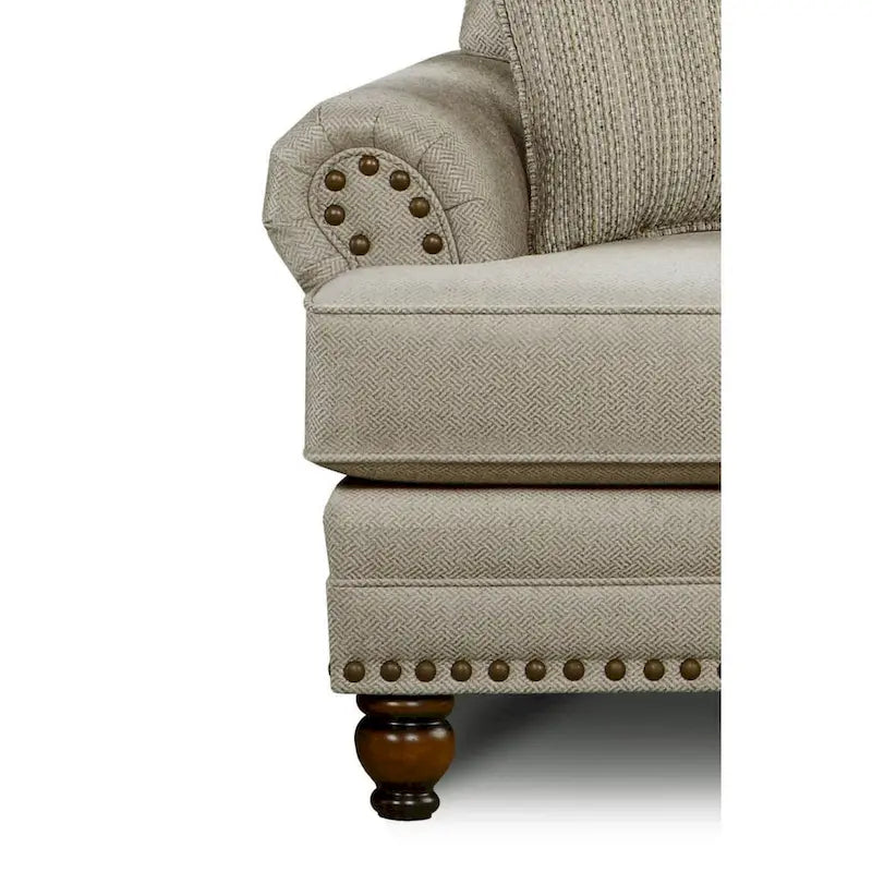 Nailhead Trim Stationary Sofa with Rolled Arms
