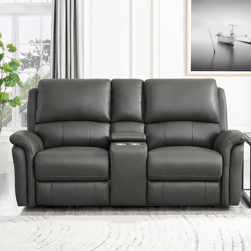 Zero Gravity Power Reclining Loveseat with Adjustable Headrest - Top Grain Leather