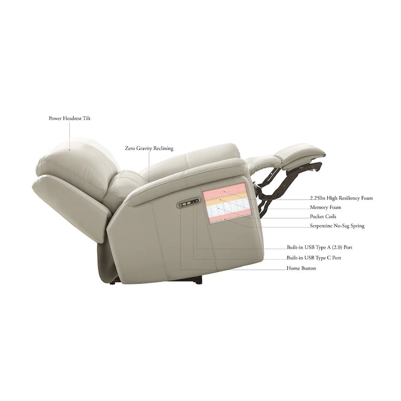 Zero Gravity Power Reclining Loveseat with Adjustable Headrest - Top Grain Leather