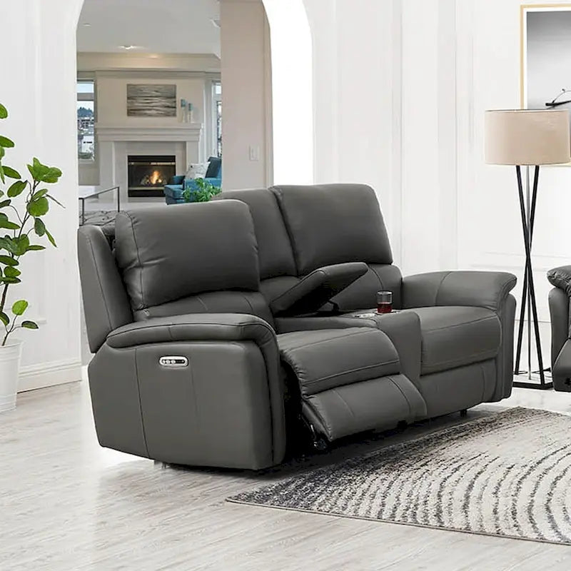 Zero Gravity Power Reclining Loveseat with Adjustable Headrest - Top Grain Leather