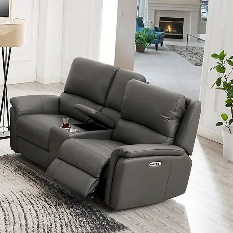Zero Gravity Power Reclining Loveseat with Adjustable Headrest - Top Grain Leather