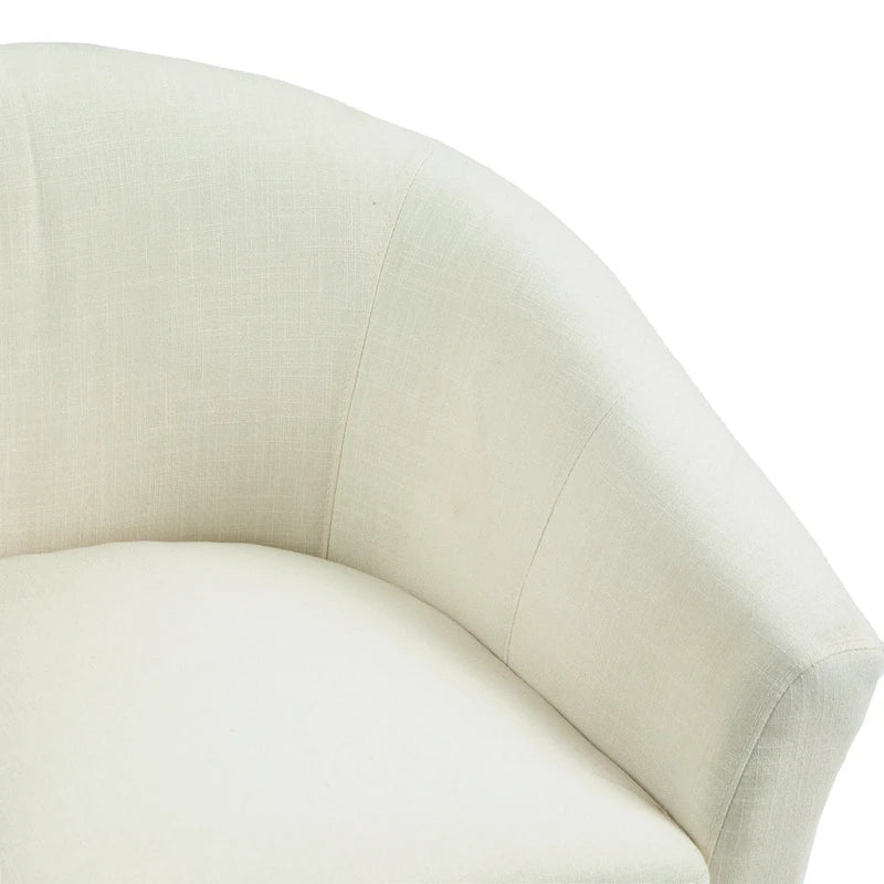 Upholstered Modern Barrel Accent Chair with Wood Legs