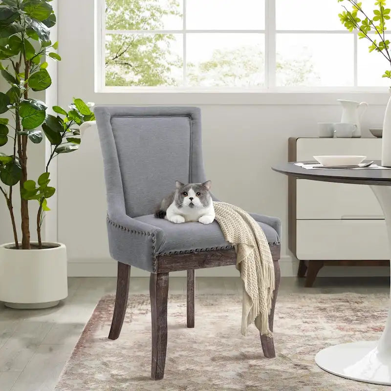 Traditional Tufted Ultra Upholstered Wingback Dining Chair Set of 2
