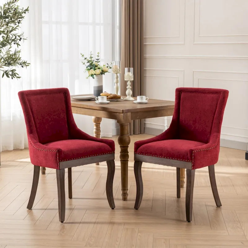 Traditional Tufted Ultra Upholstered Wingback Dining Chair Set of 2