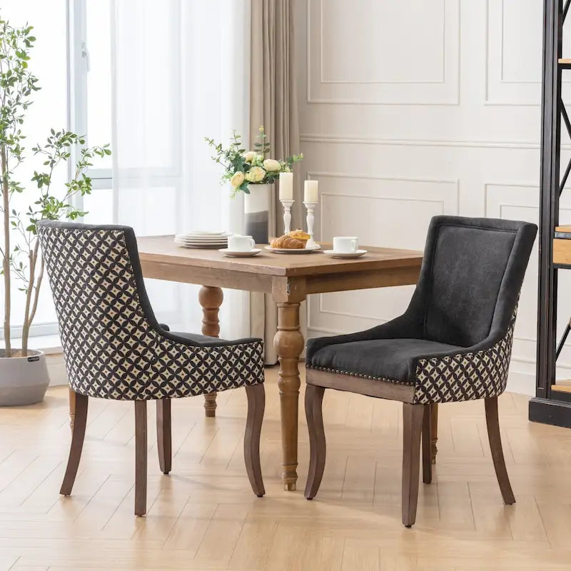 Traditional Tufted Ultra Upholstered Wingback Dining Chair Set of 2