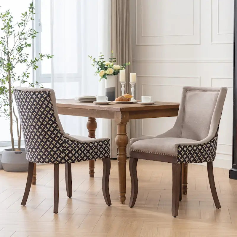 Traditional Tufted Ultra Upholstered Wingback Dining Chair Set of 2