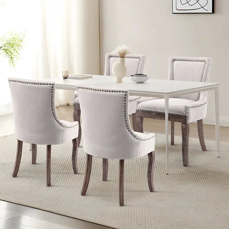 Traditional Tufted Ultra Upholstered Wingback Dining Chair Set of 2