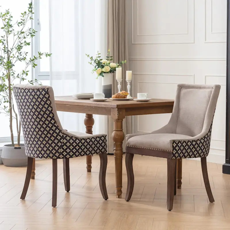 Traditional Tufted Ultra Upholstered Wingback Dining Chair Set of 2