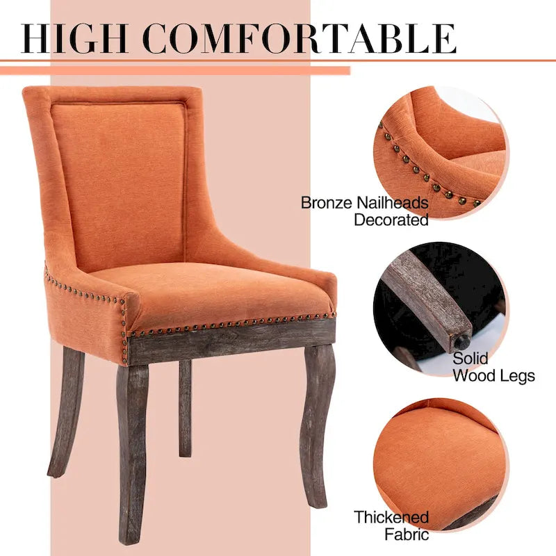 Traditional Tufted Ultra Upholstered Wingback Dining Chair Set of 2