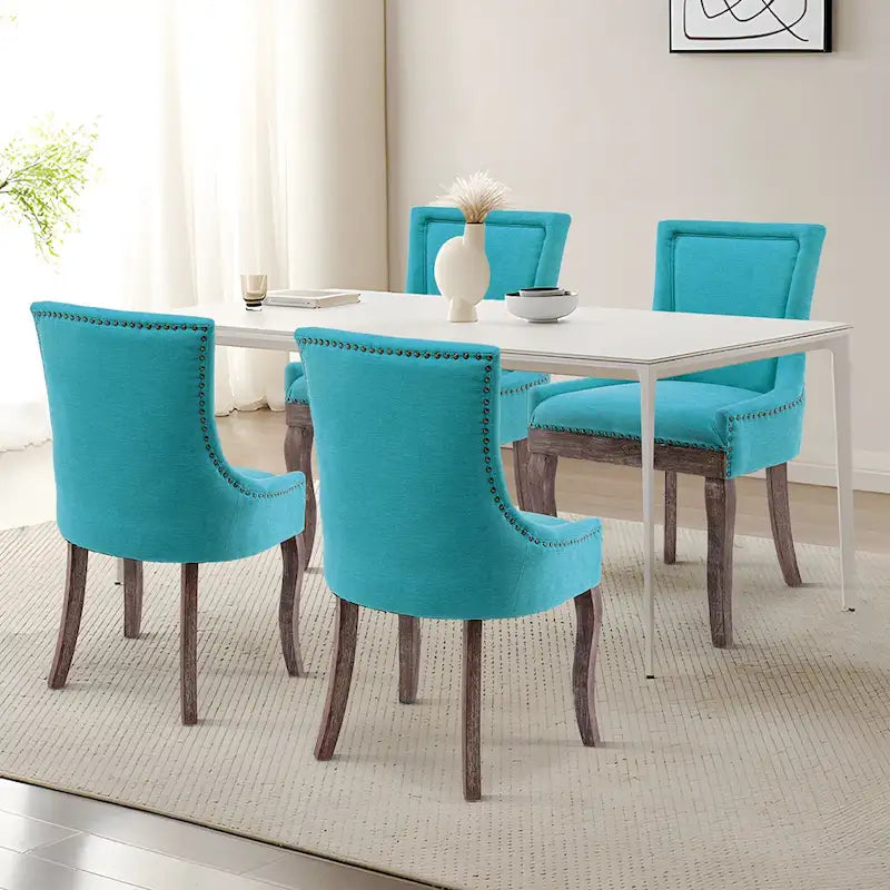 Traditional Tufted Ultra Upholstered Wingback Dining Chair Set of 2