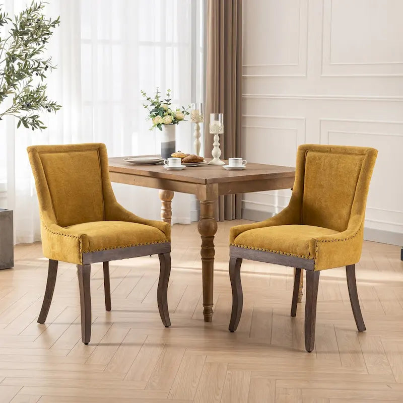 Traditional Tufted Ultra Upholstered Wingback Dining Chair Set of 2