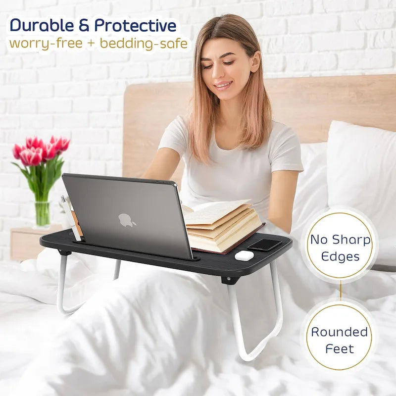 Adjustable Laptop Bed Tray Table with Foldable Legs