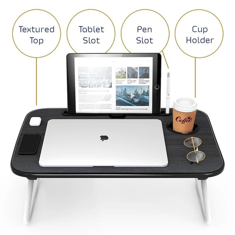 Adjustable Laptop Bed Tray Table with Foldable Legs